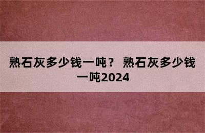 熟石灰多少钱一吨？ 熟石灰多少钱一吨2024